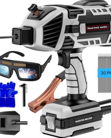 YesRight Portable Welding Machine, 110V Handheld Welder with 30PCS Rods & Auto Darkening Googles, Electric ARC Welder Gun with IGBT Inverter 5 Variable Current Adjustment Fits for 3/32" Welding Rods