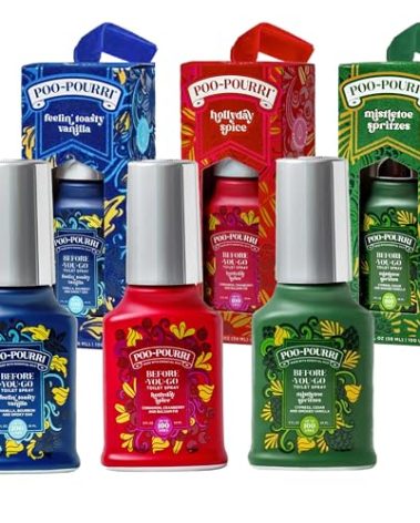 Poo-Pourri Toilet Spray, Holiday Pack Gift Set - Holiday Spice, Feelin Toasty Vanilla, Mistletoe Spritzes Includes 3 2-Ounce Bottles