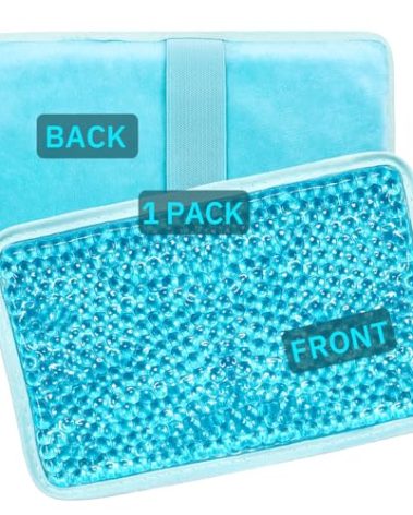 Gel Beads Ice Pack Ice Bag with Strap-1 Pack Reusable Hot & Cold Pack Compress for Knee, Shoulder, Foot, Back, Ankle, Neck, Hip, Elbow, Wisdom Tooth-7.76''x4.93''(Blue)