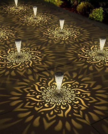 gardencave 6 Pack Solar Lights Outdoor Garden Decorative Solar Garden Lights with Warm Light Waterproof Solar Pathway Landscape Light for Path Patio Backyard Walkway Yard Decor (White, 6Pcs)