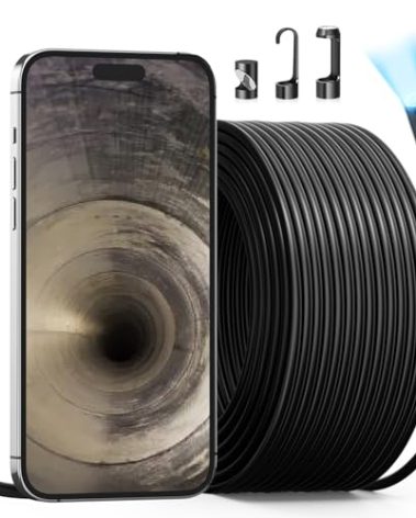 50FT Sewer Camera, Teslong USB C Drain Plumbing Snake Borescope Inspection Camera with 8 LEDs, 50 ft Flexible Waterproof Endoscope Fiber Optic Scope Cam Compatible with iPhone 15, Android Phone