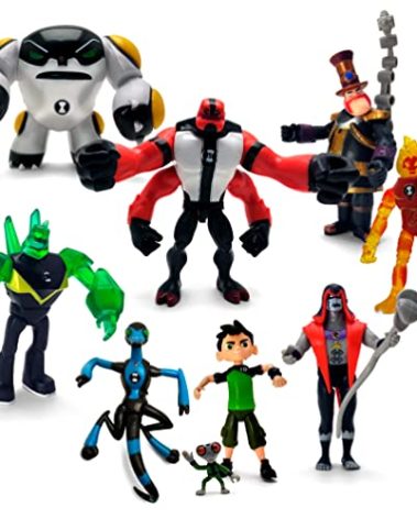 Figures Based on Ben 10 Action Figures - Set of 9 Toys [Ben Tennyson, Four Arms, Grey Matter, Kineceleran, Diamondhead, Hex, Steam Smythe, Cannonbolt, Heatblast]