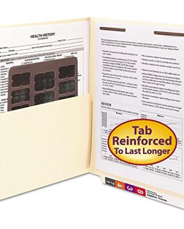 Smead End Tab Pocket Folder with Fastener, Straight-Cut Tab, 1 Pocket, Letter Size, Manila, 50 per Box (34100), Pack of 1