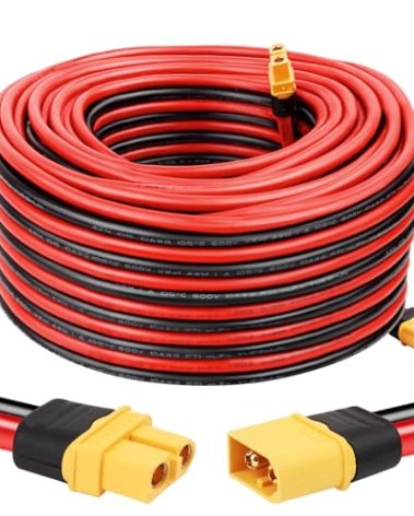 MOOKEERF 75FT XT60 Extension Cable - 10AWG with Male to Female Connector for Portable Power Station, Solar Panel, RC Battery