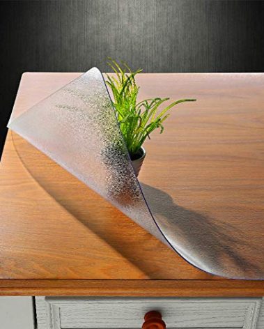 NECAUX Custom 40 x 75 Inch Frosted Table Cover Protector, 1.5mm Thick Wood Grain Transparent Table Pad Non-Slip Tablecloth Plastic Protective Pad for Dining Room Table Conference Table Trainning Table