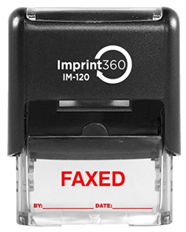 Supply360 AS-IMP1107R - FAXED Stamp with by: & Date:, Red Ink, Heavy Duty Commerical Self-Inking Rubber Stamp, 9/16" x 1-1/2" Impression