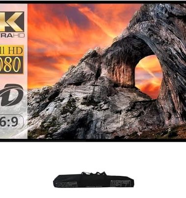 SKERELL Outdoor Projector Screen with Stand 100 Inch: Portable Projection Screen for Outside Theater Home Backyard Movies