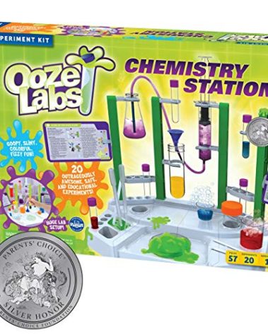 Thames & Kosmos Ooze Labs Chemistry Station Science Experiment Kit, 20 Non-Hazardous Experiments Including Safe Slime, Chromatography, Acids, Bases & More, Multi-Color