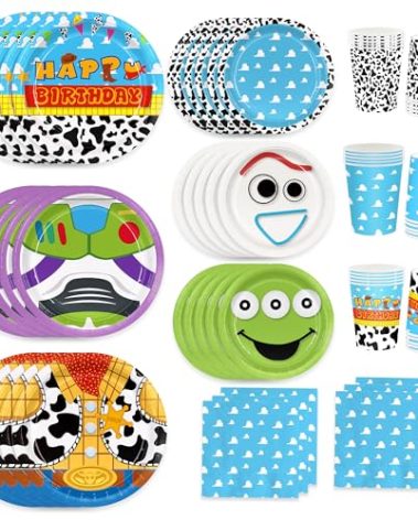 120pcs Birthday Party Supplies Include Cloud Plates Napkins Cup Dessert Plates Disposable Paper Tableware Set Kids Birthday Party Decorations For 30 Guests