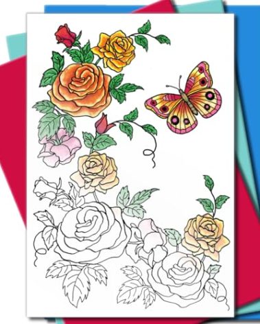 Art Eclect Coloring Cards for Adults, for Birthday, Anniversary and Every Occasion, 10 Cards With 10 Different Designs and 10 Colored Envelopes Included (Set A/Rainbow)