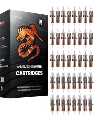 50 Assorted Tattoo Cartridge Needles Mixed Size #10 Bugpin Round Liner Shader Magnum - 5 Pcs each of 5RL, 7RL, 9RL, 11RL, 5RS, 9RS, 15M1, 21M1, 15RM, 21RM Pro Disposable Membrane Tattoo Needles