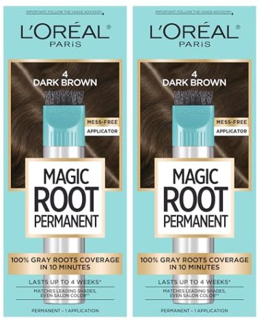 L'Oreal Paris Magic Root Rescue 10 Minute Root Hair Coloring Kit, Permanent Hair Color with Quick Precision Applicator, 100 percent Gray Coverage, 4 Dark Brown, 2 count