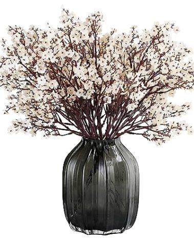 JAKY-Global Babys Breath Fabric Cloth Artificial Flowers 6 Bundle European Fake Silk Plants Decor Wedding Party Decoration Bouquets Real Touch DIY Home Garden (Beige, 6 Bundles)