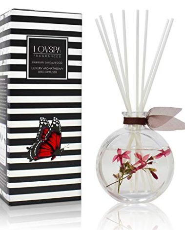 LOVSPA Reed Diffuser Set, Hawaiian Sandalwood Scented Oil Diffuser with Sticks, Home Fragrance Accessories for Bathroom Shelf Decor, Aroma Diffusers for Home or Office Fall Decor, USA Made