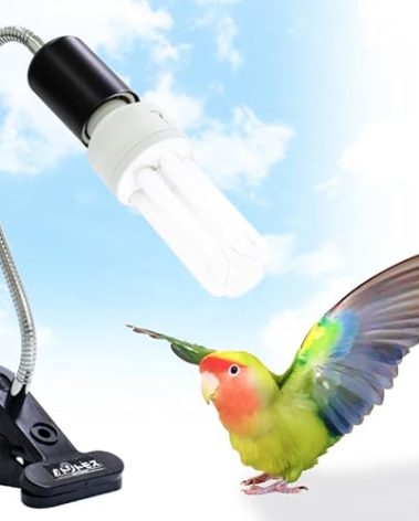 FUNKS TORITOMOSU Bird Cage UVB Light Combo Kit, AvianSun Lamp 2.4% UVB UVA 20W Compact Fluorescent Bulb for All Kinds Captive Birds