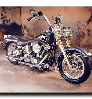 Impact Posters Gallery Vintage Harley Davidson Black Motorcycle Wall Decor Art Print Poster (16x20)