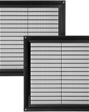 Vent Systems 8'' x 8" Inch Pack of 2 Black Air Vent Cover Plastic Air Return Grill HVAC Vent Cover for Home Improvement Vent Duct Cover 200 x 200mm