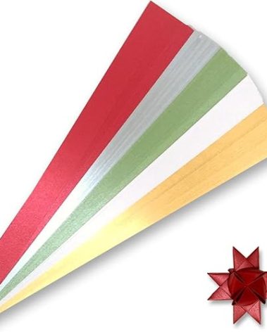 Xmas Paper Strips for Weaving & Star Projects. 100 Strips per Pack (3/8 x 15 inch)