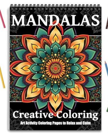 Mandala Coloring Books for Adult Women Spiral Bound Page Printed Single-Sided Gifts Arts and Crafts for Women to Relax, Anxiety and Depression 24 Colorful Coloring Pages of Mandala Creative Coloring
