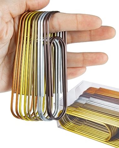 4 Inch Large Paper Clips, 30pcs Jumbo Paper Clips 100 mm Metal Multicolored Giant PaperClips Vinyl Coated Extra Large Mega Paperclips for Office School Document organizing