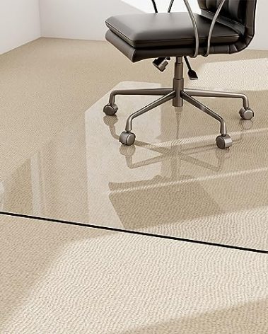 Easly 36" x 46" Chair Mat for Carpet - Office Chair Mat - Tempered Glass Floor Mat for Home/Office/Carpet Clear Computer Floor Mat - with 4 Anti-Slip Pads