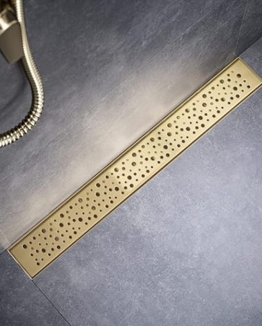 Sharp-tec 48 inch Linear Shower Drain, Golden Linear Drain with cUPC Certification, 304 Stainless Steel Shower Drain Easy to Install and Clean for Bathroom Shower Room, ST-099-48G