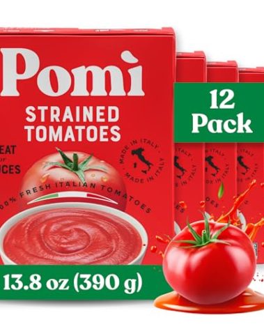 Pomì Strained Tomatoes 13.8oz (Pack of 12) - Creamy, Velvety Italian Tomato Puree, No Additives or Preservatives - BPA-Free Pureed Tomatoes Made from 100% Fresh Italian