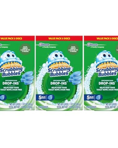 Scrubbing Bubbles Toilet Bowl Tablets, Continuous Clean Toilet Drop In Discs, Each Tablet Provides 4 Weeks of Protection Against Stains and Build Up, 5 Count (Pack of 3)