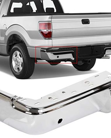 Chrome Rear Bumper End Cap Compatible with 2009-2014 Ford F150 & 2010-2014 Lincoln Mark LT (Left Side) Replacement for FO1102372 9L3Z17906B w/Sensor Hole