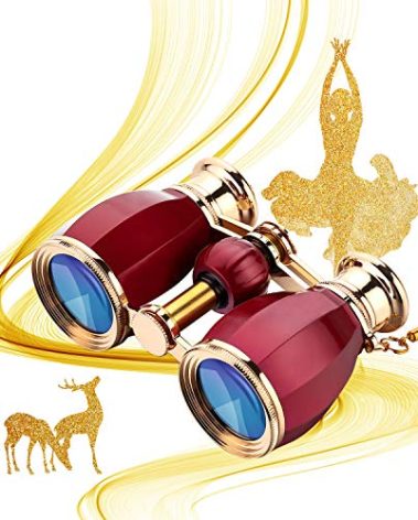 ESSLNB Opera Glasses Binoculars for Women Adults 4X30mm Theater Glasses Compact Binoculars for Theater and Concerts Antique with Case Removable Chain (Red)