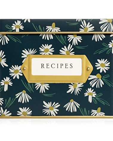 Jot & Mark Decorative Recipe Tin Box for Recipe Cards, Greeting Card Holder | Holds Hundreds of 4” x 6” Cards