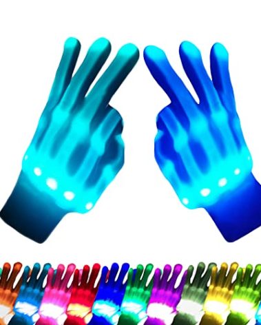 COLEDRE Cool Gifts 12 Colors LED Gloves Toys for Ages 13+ Years Old Boys Girls Adults Teens Light Up Gloves Stocking Stuffers Halloween Costumes Birthday Christmas Gifts (1 Pairs L)