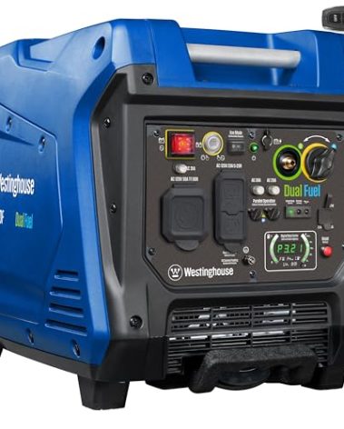 Westinghouse 5000 Peak Watt Super Quiet Dual Fuel Portable Inverter Generator, Remote Electric Start, Gas & Propane Powered, RV Ready 30A Outlet, Parallel Capable, Blue/Black