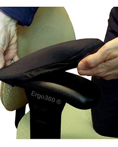 Ergo360 Soft Neoprene Chair Arm Pad Covers Stretch Over Armrests 9" to 10.5". Restore, Protect and Cushion. Complete Set of 2. Made in The USA.