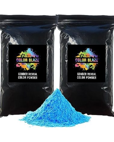 Color Blaze Black-Out Baby Gender Reveal Powder - 2lbs of Blue Colored Powder for Boy, Perfect for Car, Motorcycle Burnout, Toss, Photoshoot, Reveal Party & Festival - Pack of 2 Bags with 1 lb - Blue