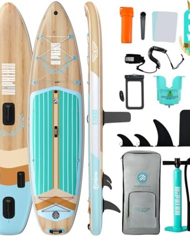 Niphean (Extra Large) Inflatable Paddle Board, SUP for 2+1 People/Family 500lbs Capacity Stand Up Paddle Board with SUP Accessories, StabilTrac Fin Non-Slip Paddleboard for Adults(Beginner Friendly)