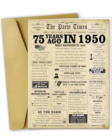 LiuuLi Jumbo 75th Birthday Card for Women Men,Vintage Birthday Decoration Gifts for 75 Years Old Mom Dad,Back in 1949 Birthday Gifts Card for Grandma Grandpa