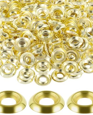 Yaocom 200 Qty #8 Countersunk Finish Washers Stainless Finishing Washers 304 Stainless Steel Cup, Gold