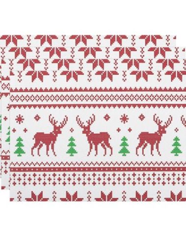 Leetaltree Christmas Placemats Set of 4 - Heat Resistant Non-Slip Place mats for Dining Table, Washable Durable PVC Vinyl Woven Table Mats (Christmas，4)