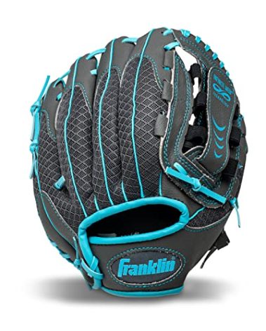 Franklin Sports Kids Baseball Glove - Youth Baseball, Softball + Teeball Glove for Boys + Girls - Shok Sorb Glove - Right Hand Throw - Graphite Blue - 10.5