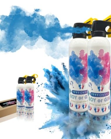 YFFFOVSSS Gender Reveal Fire Extinguisher-2 Packs Blue Gender Reveal Smoke Spray Set for Baby Boy-Biodegradable Party Supplies Ideas & Decorations for Baby Shower (Blue Large)