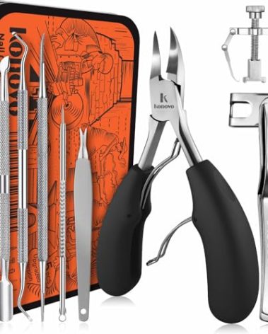 Konovo Ingrown Toenail Tool Kit 9 Pcs, Toe Nail Clippers for Adult and Seniors, Large Toenail Clipper for Ingrown Toenail Treatment/Thick Nails