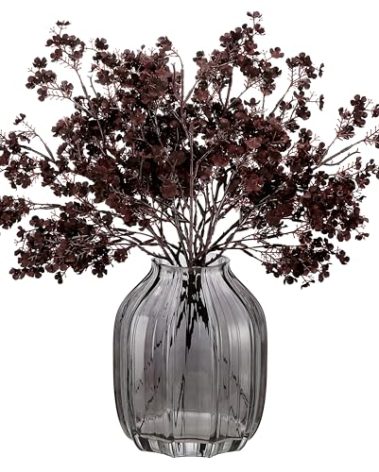 JAKY-Global Silk Babys Breath Artificial Flowers Bulk Blackish Red 6pcs Faux Fall Flowers for Vase Home Kitchen Indoor Bouquet Floral Arrangement Table Centerpieces Farmhouse Decor