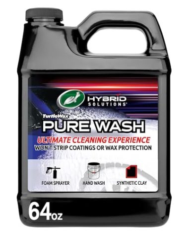 Turtle Wax 54320 Hybrid Solutions Slick-N-Slide Pure Wash, pH Neutral, Extreme Foaming Car Wash Soap, Hand Wash or Foam Cannon Application, Clay Bar Lubricant, Spot Free Clean, 64 oz. (Pack of 1)