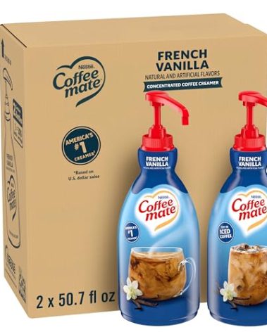 Nestle Coffee mate Coffee Creamer, French Vanilla, Concentrated Liquid Pump Bottle, Non Dairy, No Refrigeration, 50.7 fl oz (Pack of 2)