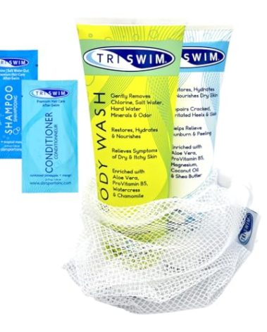 TRISWIM Body Care Gift Set | After Swim Body Wash and Lotion 8.5 fl oz Citrus-scented with Aloe Vera & Chamomile | Includes Shampoo & Conditioner Sample