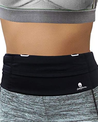 CrosFace Universal One Size Waist Pack, Black, Water Resistant, Secure Pockets, Comfortable Design