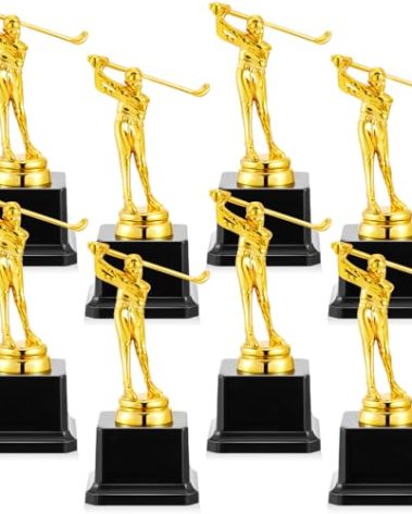 Tandefio 4 Pieces Golf Trophy 6.7 x 3 Inch Gold Golfer Award Trophy Bulk Plastic Golfing Trophy Cup for Adults Reward Party Prop Golf Tournaments Competitions