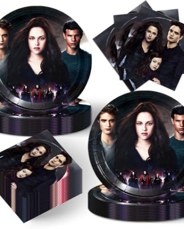 Autrpoweo 40pcs Saga of Twilight Party Decorations Tableware Dessert Plates and Napkins