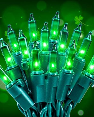 Hopolon Green Christmas Lights,50 Count 2PACK Green Wire 13 Feet Incandescent Mini Christmas Lights Plug in for Outdoor Indoor Halloween Tree Wedding Holiday Lighting Decor(2pcs Green)